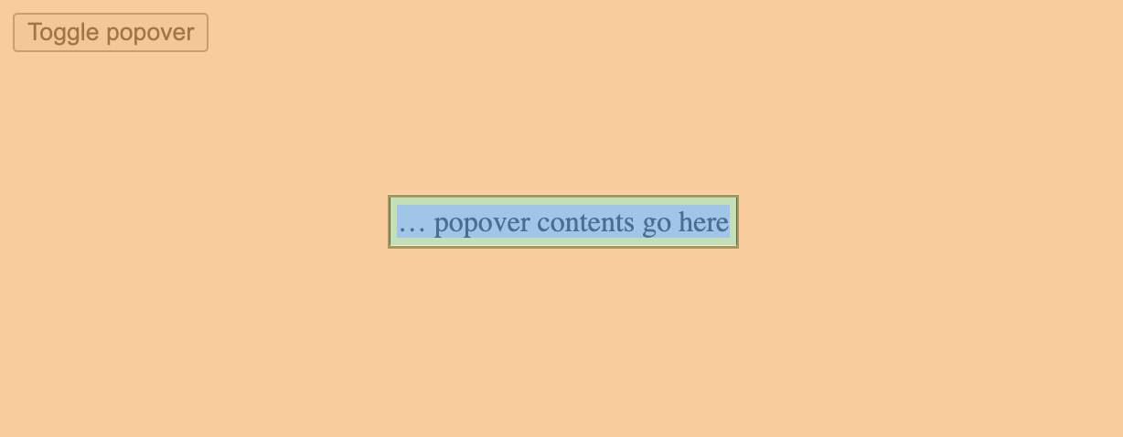 dev tools colors marking space surrounding popover