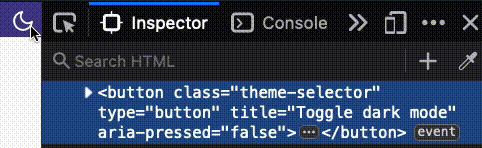 screen recording of dev tools and the toggle, in the dev tools the code is a button